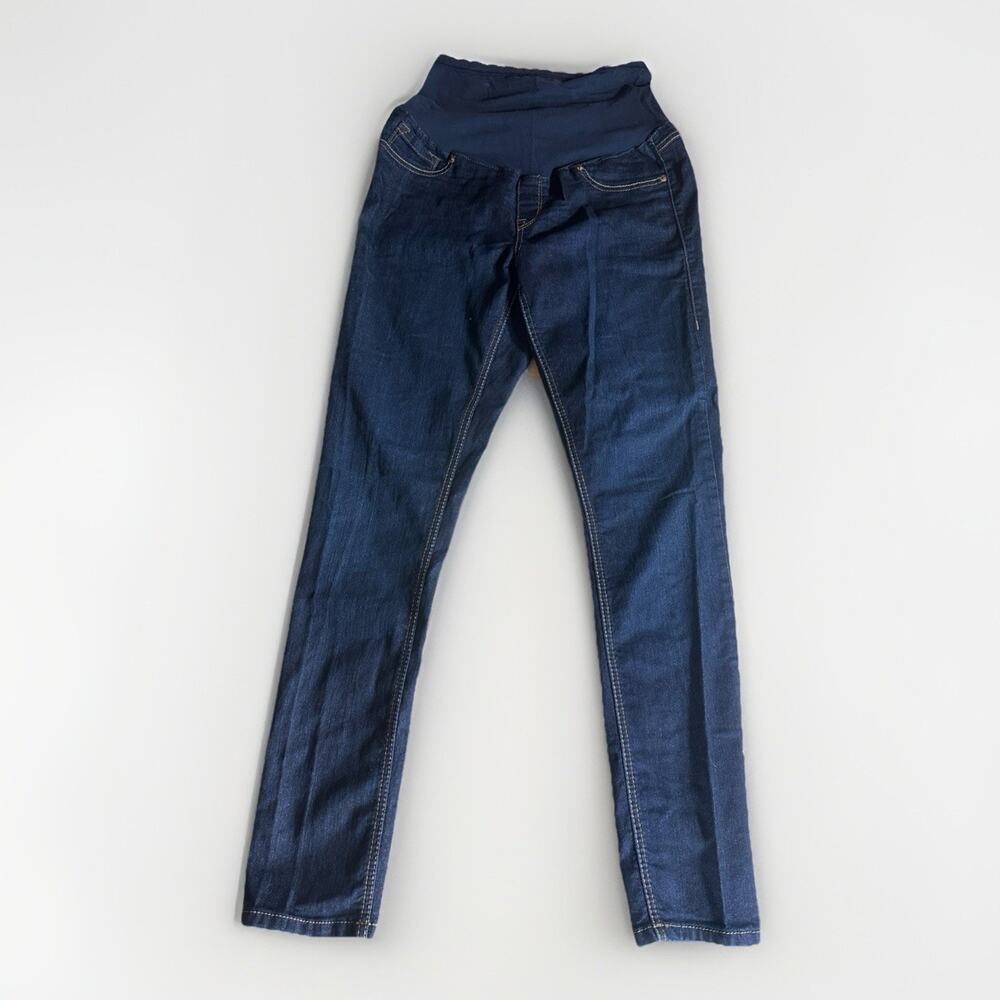 Indigo Blue Maternity Womans Sz M Wash Stretch Jeans Full Panel